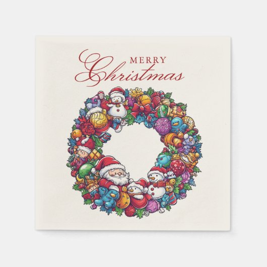 Verschillende kerst motieven Vrolijk Kerstfeest Servet (Voorkant)