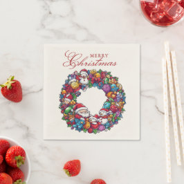 Verschillende kerst motieven Vrolijk Kerstfeest Servet