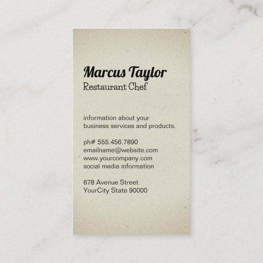 Verschillende Keukens  Visitekaartje (Achterkant)