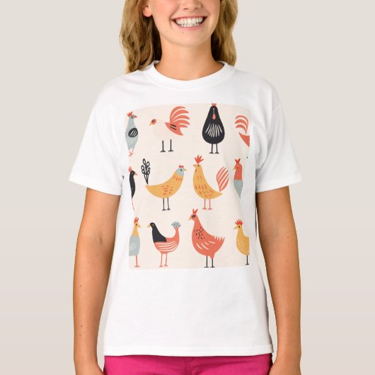 Verschillende kippen op een witte achtergrond t-shirt (Voorkant)