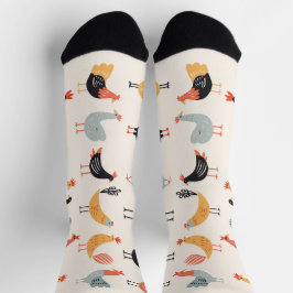 Verschillende kippen op witte achtergrond sokken