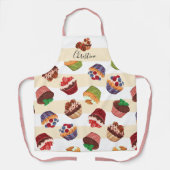 Verschillende kleurrijke cupcakes patroon aangepas schort (Voorkant)