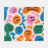 Verschillende kleurrijke smeltende glimlende gezic fleece deken (Voorkant (Horizontaal))