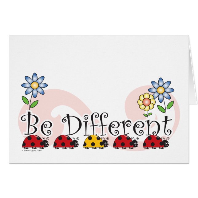 Verschillende ladybugs met Flowers Card (Voorkant Horizontaal)