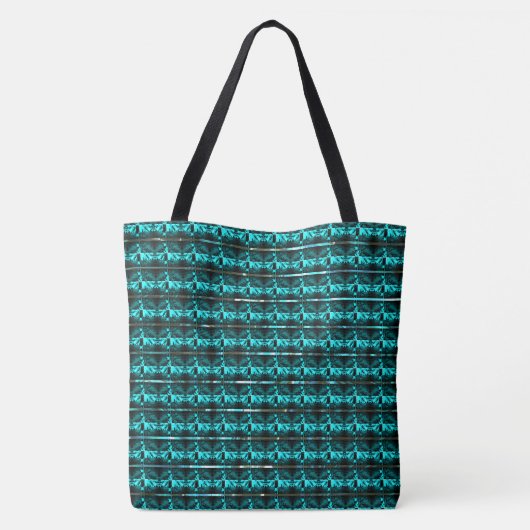 Verschillende lichtblauw, verschillende gestreepte tote bag (Achterkant)