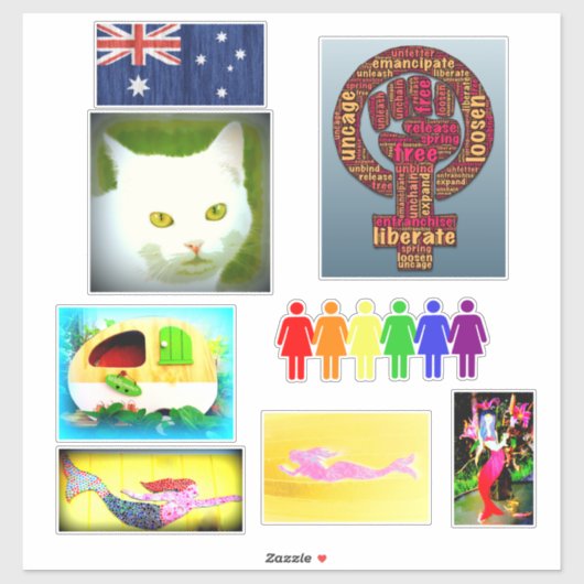 verschillende mermaïden en meer leuke afbeeldingen sticker (Vel)