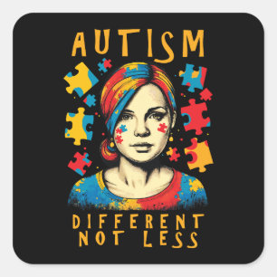 Verschillende niet minder autisme bewustzijn posit vierkante sticker