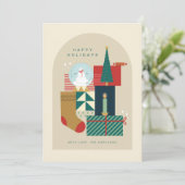 VERSCHILLENDE OBJECTEN VAN EEN HEERLIJK VAKANTIESE FEESTDAGENKAART (Staand voorkant)