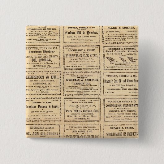 Verschillende oliereclame vierkante button 5,1 cm (Voorkant)