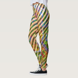 Verschillende oranje strepen, kleurrijke kraslijne leggings