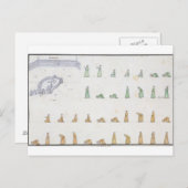 Verschillende posities van het lichaam tijdens het briefkaart (Voorkant / Achterkant)