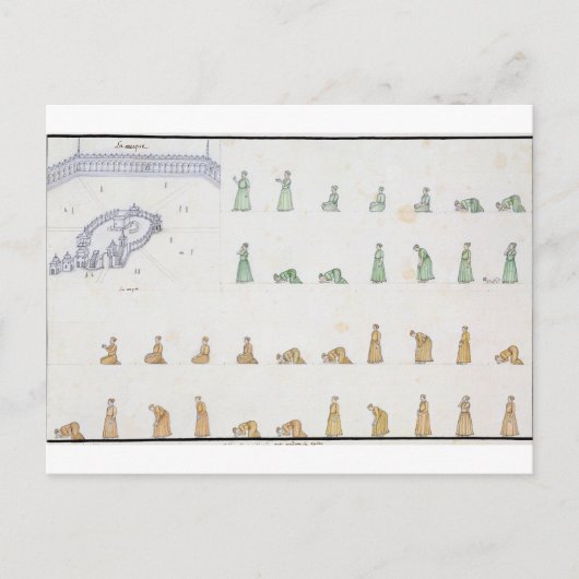 Verschillende posities van het lichaam tijdens het briefkaart (Voorkant)