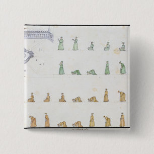 Verschillende posities van het lichaam tijdens het vierkante button 5,1 cm