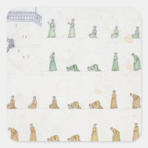 Verschillende posities van het lichaam tijdens het vierkante sticker