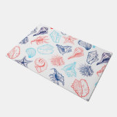 Verschillende rode blauwe kruipalen lijnkunstpatro deurmat (Schuin)