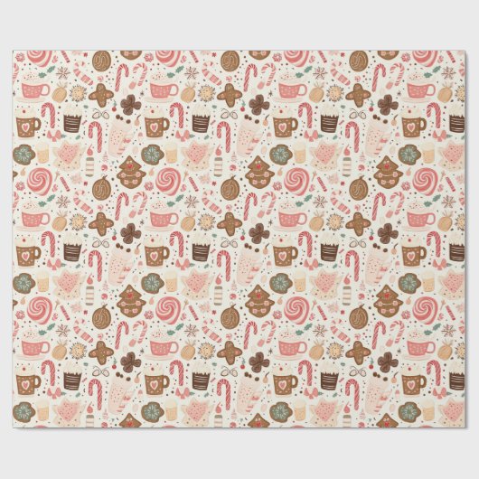 Verschillende Snoep en kerstsnoepjes Cadeaupapier (Vlak)