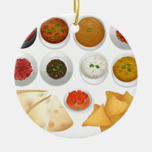 Verschillende soorten chips en dips keramisch ornament