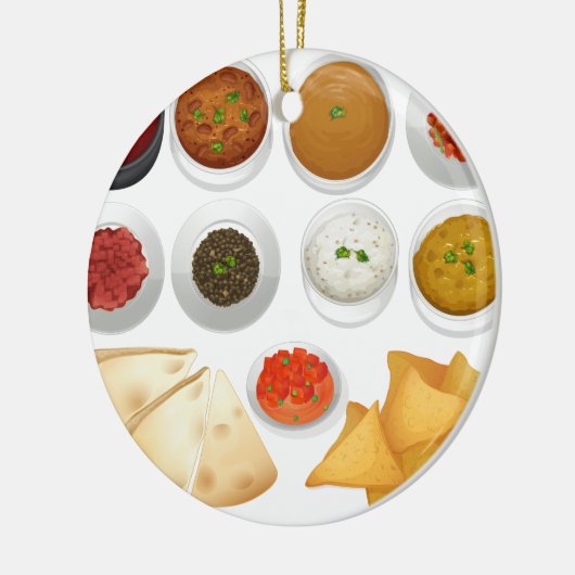 Verschillende soorten chips en dips keramisch ornament (Links)