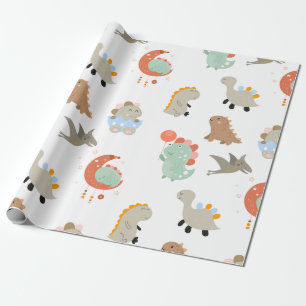 Verschillende soorten dino-dinosaurussen voor kind cadeaupapier