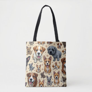 Verschillende soorten honden schoudertassen tote bag