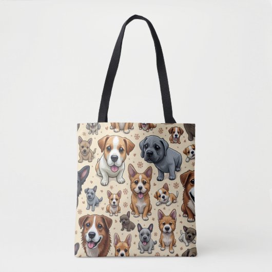 Verschillende soorten honden schoudertassen tote bag (Voorkant)