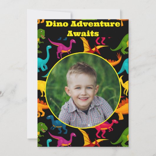 Verschillende soorten kleurrijke dinosaurussen kaart (Achterkant)