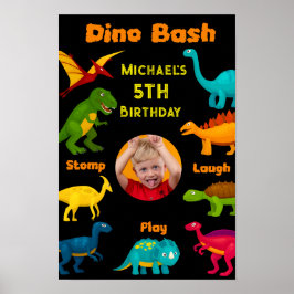Verschillende soorten kleurrijke dinosaurussen poster