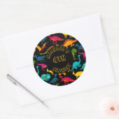 Verschillende soorten kleurrijke dinosaurussen ronde sticker (Envelop)