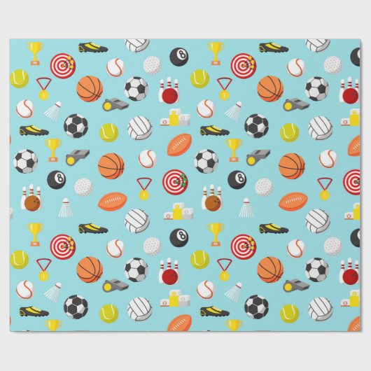 Verschillende sportelementen hebben kleurrijk patr cadeaupapier (Vlak)