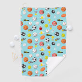 Verschillende sportelementen hebben kleurrijk patr golfhanddoek (Insitu)