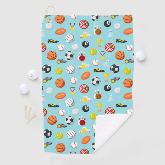 Verschillende sportelementen hebben kleurrijk patr golfhanddoek (Insitu)