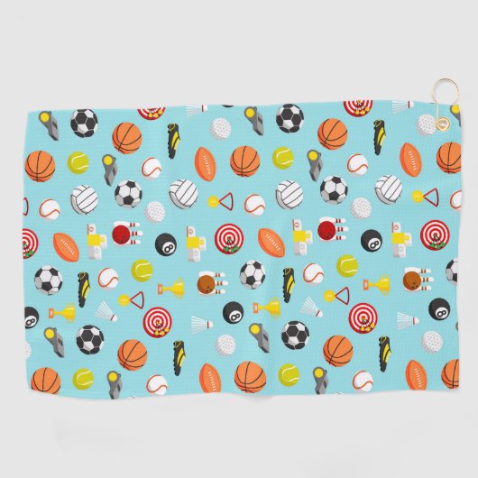 Verschillende sportelementen hebben kleurrijk patr golfhanddoek (Horizontaal)