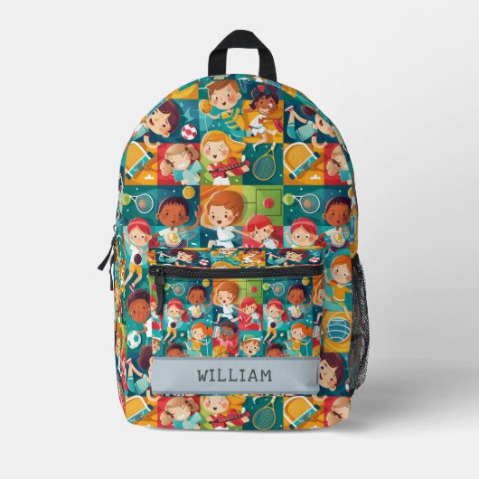Verschillende sporten levendig kleurrijke Kinderen Bedrukte Rugzak (Voorkant)