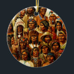 Verschillende stammen van Indiaanse collage Keramisch Ornament<br><div class="desc">Verschillende stammen van Indiaanse collage De reproductierechten van het afbeelding zijn te vinden in de link onderaan deze beschrijving. Dit afbeelding is digitaal gefilterd om het vertroebelen te verminderen. Dit effect is merkbaarder naarmate het afbeelding groter is. Meld u aan bij de heer Rebates voor GRATIS en bespaar 12% op...</div>