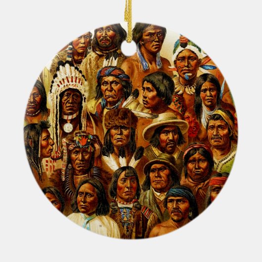 Verschillende stammen van Indiaanse collage Keramisch Ornament (Achterkant)