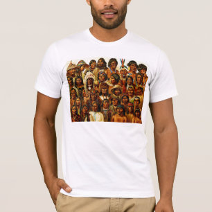 Verschillende stammen van Indiaanse collage T-shirt