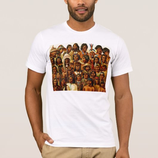 Verschillende stammen van Indiaanse collage T-shirt (Voorkant)