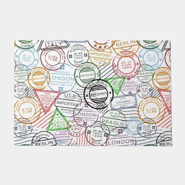 Verschillende steden nemen het patroon van de post deurmat (Voorkant)