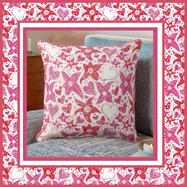 Verschillende stijl van bloem & harten patroon kussen (Creator heeft geüpload)