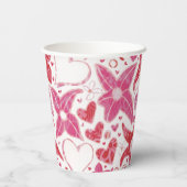 Verschillende stijl van bloem & harten patroon papieren bekers (Achterkant)