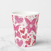 Verschillende stijl van bloem & harten patroon papieren bekers (Voorkant)