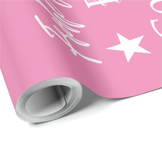 Verschillende talen van Merry Christmas Pink Cadeaupapier (Rol Hoek)
