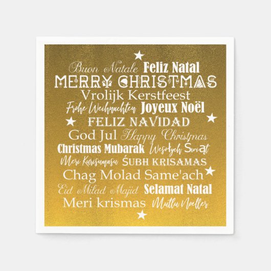 Verschillende talen van prettige kerst servet (Voorkant)