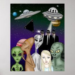 Verschillende uitheemse soorten, UFO, planetenwerk Poster