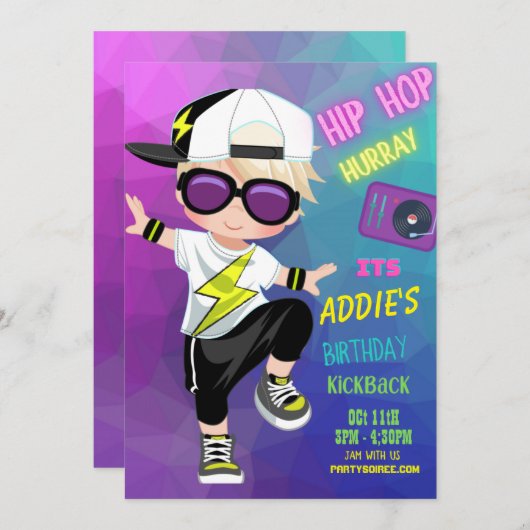 Verschillende uitnodiging van Birthday Kickback (B (Voorkant / Achterkant)