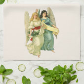 Verschillende victoriaanse engelen, vintage kerst theedoek (Gevouwen)
