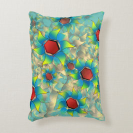 Verschillende virtuele bloemen, blauwe bladen op b accent kussen