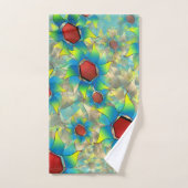 Verschillende virtuele bloemen, blauwe bladen op b bad handdoek (Handdoek)