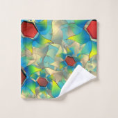 Verschillende virtuele bloemen, blauwe bladen op b bad handdoek (Wasdoekje)