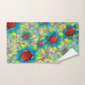 Verschillende virtuele bloemen, blauwe bladen op b bad handdoek (Handdoek)